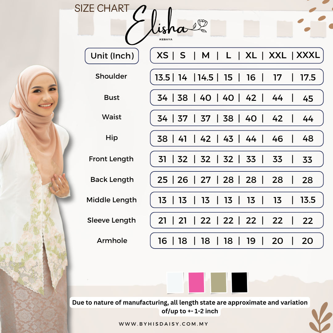 (TOP) Kebaya Elisha Putih Pelita White (FREE SHIPPING)