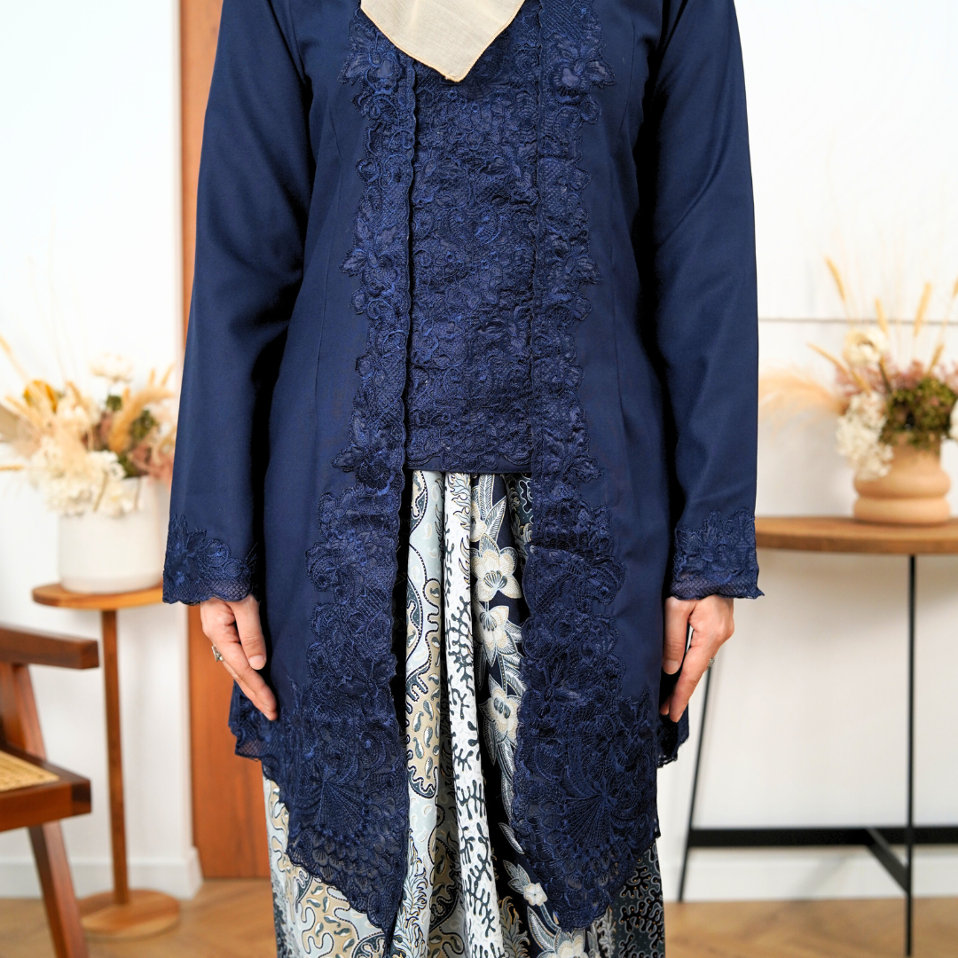 (SET) Kebaya Mawar Blue Iris X Pario Laila Black (FREE SHIPPING)