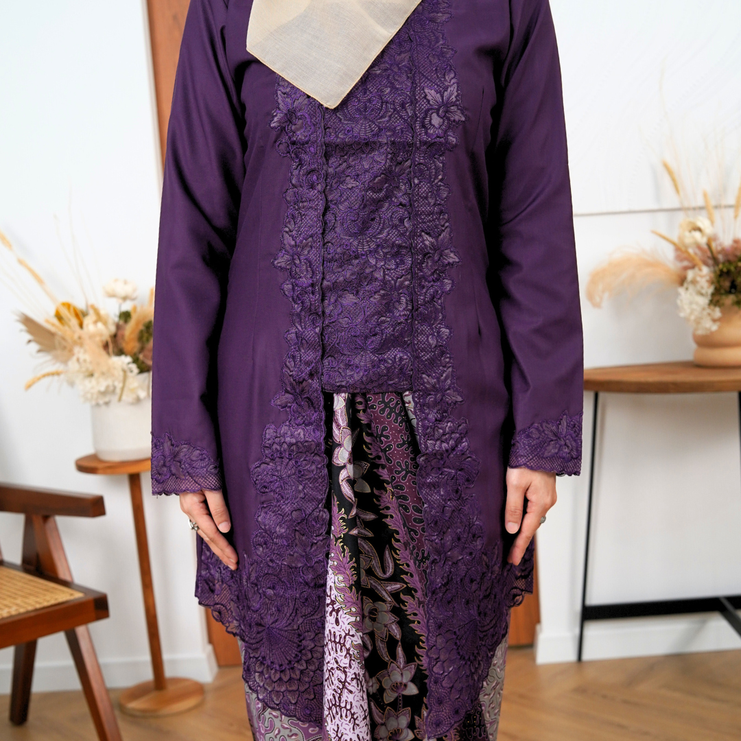 (SET) Kebaya Mawar Purple Petra X Pario Laila Purple (FREE SHIPPING)