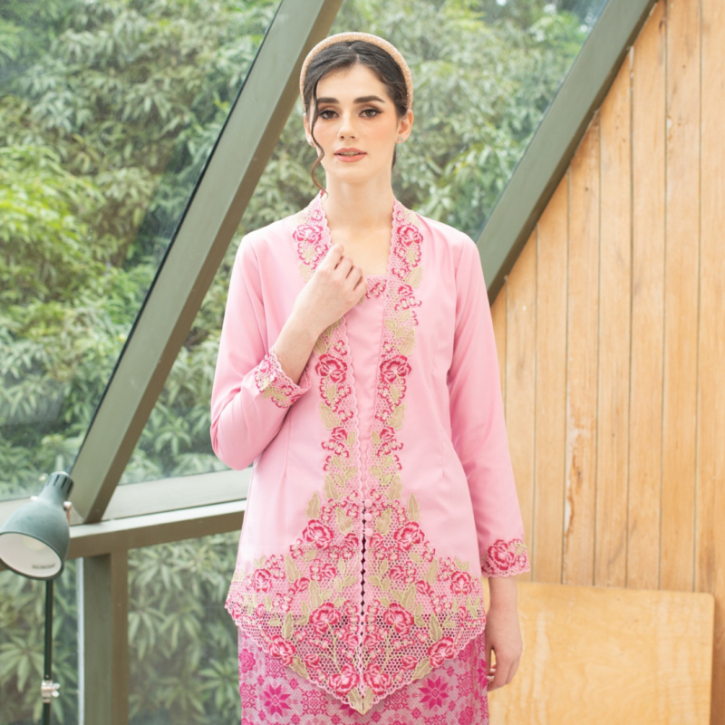 (TOP) Kebaya Elisha Kuih Lapis Pink (FREE SHIPPING)